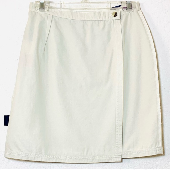 NEW Size 12 French Kuff 90s Beige Khaki Tortoiseshell Button Wrap Mini Skirt - Picture 6 of 11